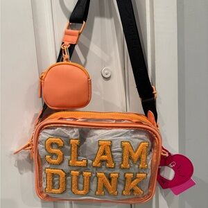 Betsey Johnson Orange Crossbody Bag with SLAM DUNK Design